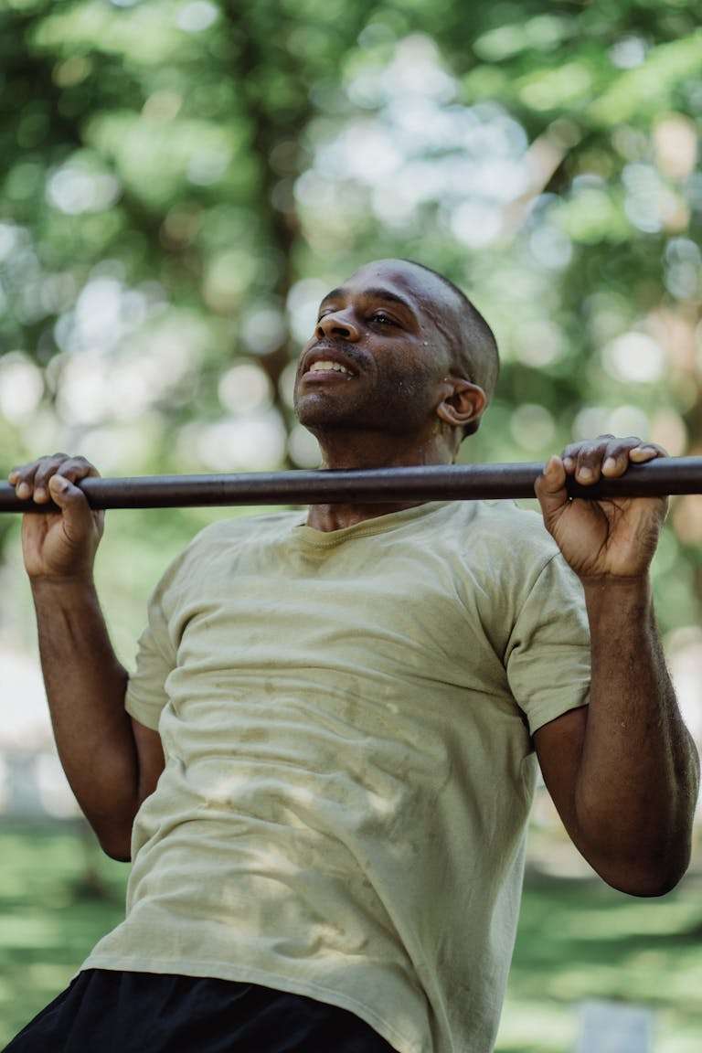 A Man Doing Pull-ups Exercise
